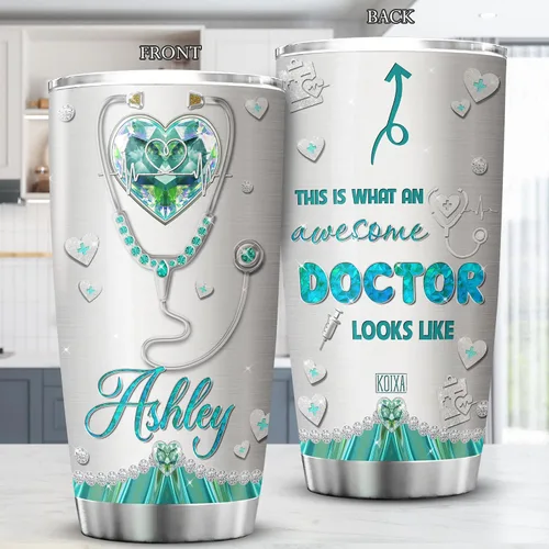 Vista 2 de Vaso personalizado Cool Things For Doctors This Is What An Awesome Doctor Looks Like Taza de acero inoxidable Medical MD regalos para hombres