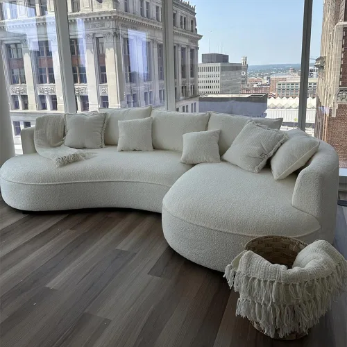 Vista 15 de Sofá Seccional Curvo de 106 pulgadas Sofá de Esponja con Chaise Lounge para Sala de Estar, Sofá Seccional Moderno en Forma de L, Sin Estructura