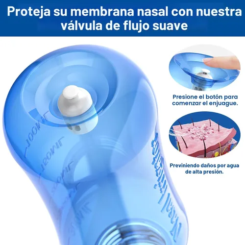 Vista 6 de Botella para enjuagues y limpiezas nasales Irrigación nasal con enjuague a presión para adultos y niños. Sin bisfenol A capacidad para 10.1 onzas