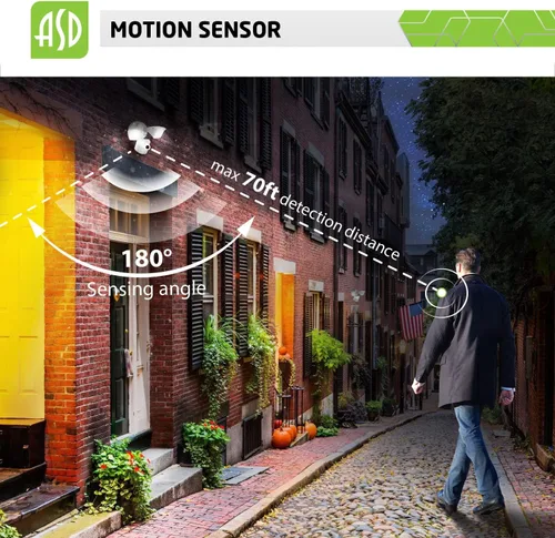 Vista 4 de ASD Luz LED de seguridad para exteriores de 25 W, 2500 lm, luz de inundación con sensor de movimiento, 3000 K/4000 K/5000 K, IP65 impermeable