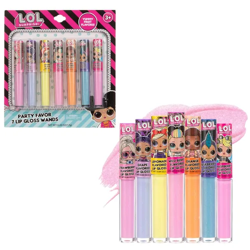 Vista 2 de L.O.L Surprise - Paquete de 7 brillos de labios para niñas, brillo labial Lol Maquillaje no tóxico para niños con L.O.L. Personajes
