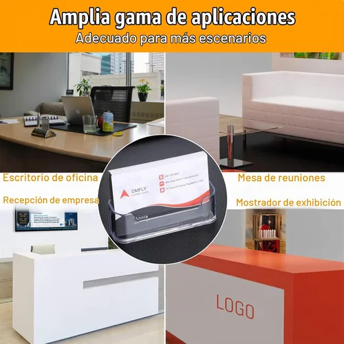Vista 7 de Paquete de 16 tarjeteros transparentes para escritorio, pantalla de tarjetas de visita de plástico acrílico para oficina, cabina de exposiciones