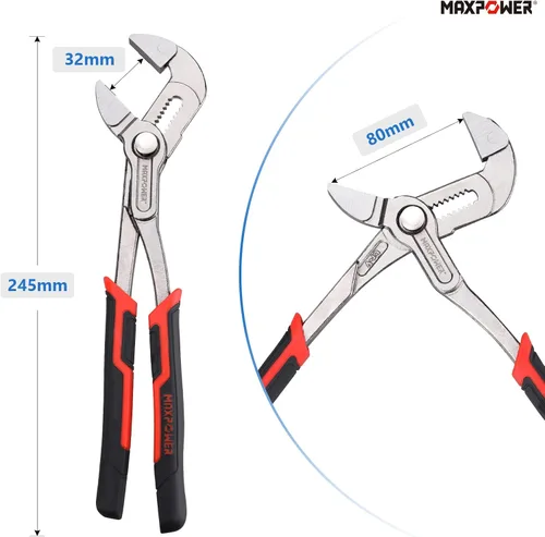 Vista 2 de MAXPOWER Llave de alicates de 10 pulgadas, botón de ajuste rápido, apertura máxima de mandíbula de 1.260 in