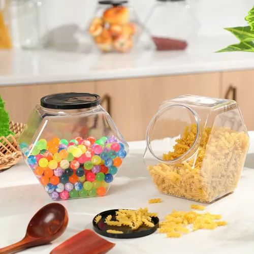 Vista 5 de Norme - 4 tarros de plástico para dulces de 129 onzas con tapas hexagonales