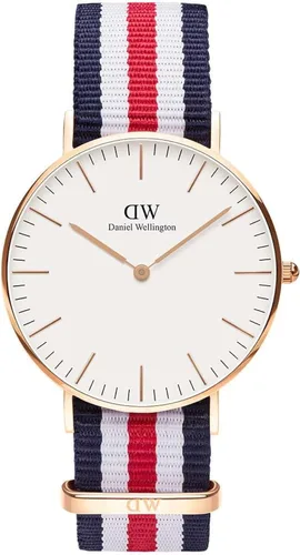 Vista 8 de Daniel Wellington Reloj clásico de tela plateada (poliéster)