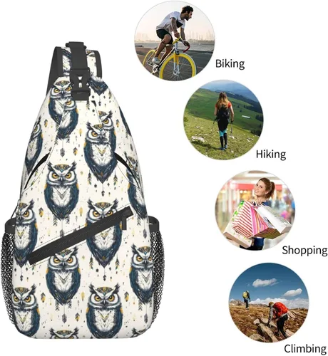 Vista 5 de Small Crossbody Bags for Women Men - Vintage Tribal Style Owl Print Adjustable Shoulder Bag Fanny Packs Belt Sling Bag Crossbody Purses Backpack for