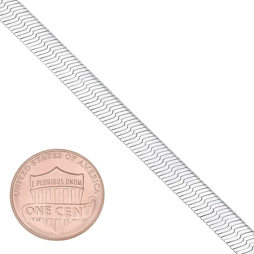 Vista 3 de 3mm-14mm Solid .925 Sterling Silver Flat Herringbone Chain Necklace or Bracelet