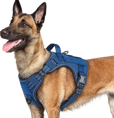Vista 24 de rabbitgoo - Arnés para perros pequeño sin tirones, chaleco táctico de servicio con Molle y asa de control, arnés militar ajustable y reflectante