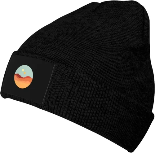 Vista 6 de AbLaTe-Two-Suns-Beanie-Hats, Black Knit Beanie Cap Winter Hat for Men Women