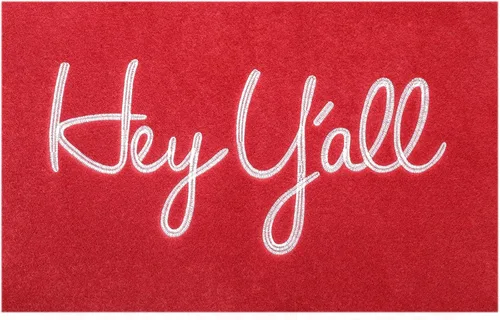 Vista 18 de Tapete de bienvenida al aire libre con texto en inglés "Hey Y'all" para puerta delantera, con parte trasera de goma, tapete