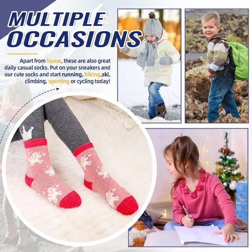 Vista 114 de Eocom 6 pares de calcetines de invierno cálidos de lana para niños y niñas