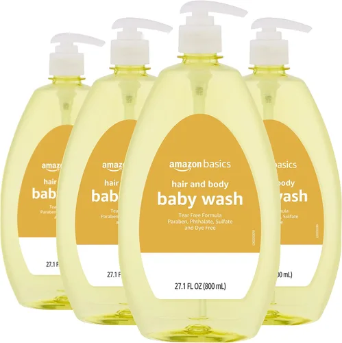 Vista 7 de Amazon Basics Jabón para cabello y cuerpo sin lágrimas para bebé, ligeramente perfumado, 13.6 onzas fluidas, paquete de 1