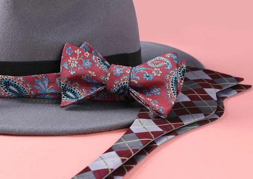 Vista 186 de HISDERN Pajaritas para hombre, corbatín de cachemira para hombre, corbata de lazo y bolsillo cuadrado, juego formal de esmoquin para boda
