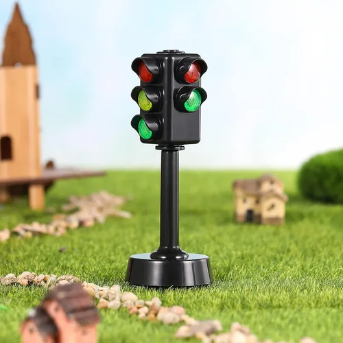 Vista 3 de Kisangel Semáforo, 3 piezas, simulación, señales de tráfico para niños, juego de letreros de calle para niños, decoración de fiesta temática