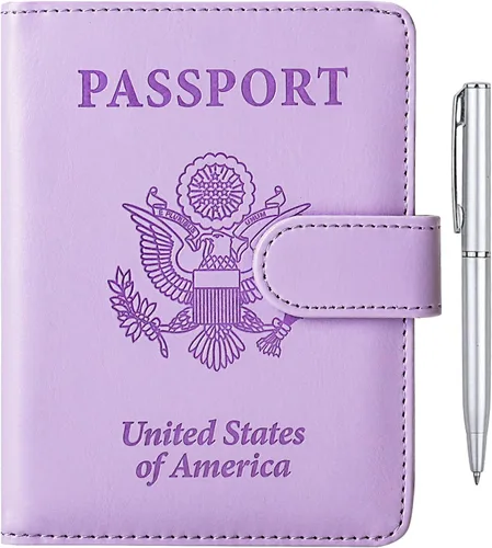 Vista 12 de TIGARI Portapasaporte para Viaje Mujeres Hombres, Funda de Pasaporte de Cuero PU, Estuche Protector Impermeable, Organizador de Documentos A-Negro