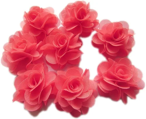 Vista 48 de YYCRAFT Paquete de 30 diademas de flores de gasa de 2 pulgadas, color rosa bebé