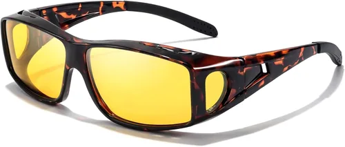 Vista 10 de LVIOE Wrap Around Night-Vision Glasses, Fit Over Prescription Glasses with Polarized Yellow Lens Night-Driving Glasses A01 Marco gris/lente amarilla