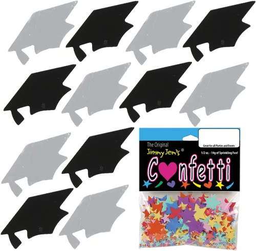 Vista 32 de Confetti Grad Cap Negro, Azul Marino Combo - 2 bolsas de media onza (1 oz)
