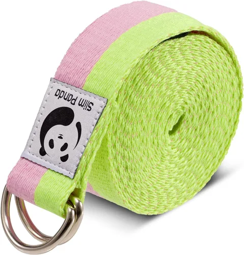 Vista 19 de Correa de yoga Slim Panda para estiramiento, Correa de yoga de algodón con hebilla ajustable en forma de D, Correa de yoga no elástica para pilates