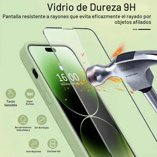 Vista 6 de BossKiss Funda compatible con iPhone 14 Pro Max, silicona mejorada [protección de cámara] [2 protectores de pantalla 9H], forro de microfibra suave