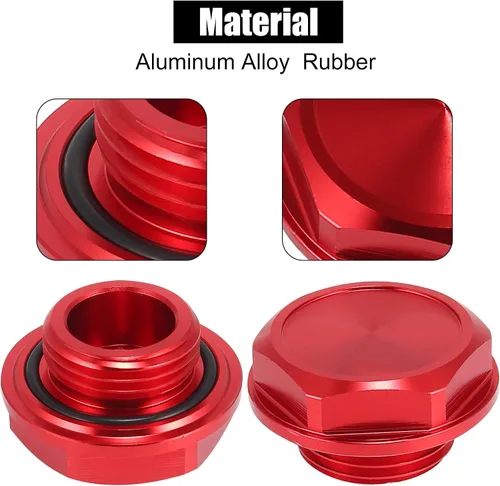 Vista 4 de Tapa de tapón de llenado de aceite de motor de gas de aleación de aluminio roja para Toyota TRD Highlander RAV4 Yaris Camry Corolla Tacoma Land