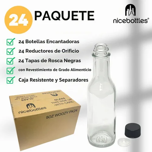 Vista 2 de nicebottles Botellas de salsa picante, 5 oz - Paquete de 24