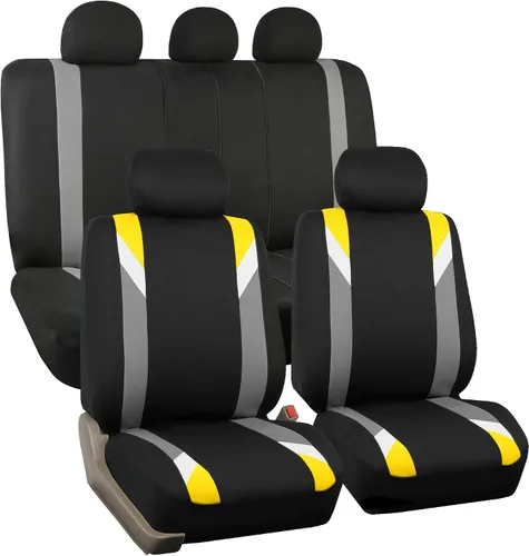 Vista 15 de FH Group Juego delantero de fundas de asientos de automóvil de tela para asientos de respaldo bajo con reposacabezas extraíble, ajuste universal
