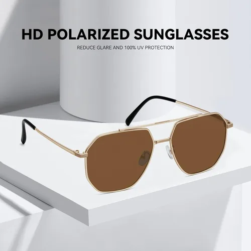 Vista 6 de Fozono Square Polarized Sunglasses for Women and Men Polygon Mirrored Lens Trendy Sunglasses