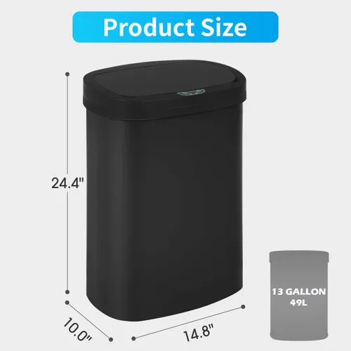 Vista 2 de YRLLENSDAN Cubo de basura de cocina de 13 galones con tapa, bote de basura automático sin contacto para cocina, cubo de basura de plástico PP