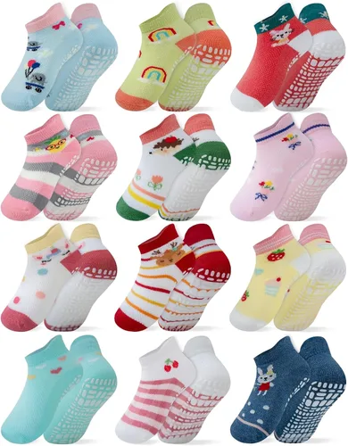 Vista 7 de RATIVE - Calcetines antideslizantes con agarre para bebés, niños y niñas