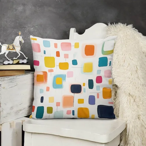 Vista 9 de Almohadas grandes para cama, fundas de almohada abstractas coloridas con patrón de rayas verticales, fundas de almohada cuadradas suaves, fundas