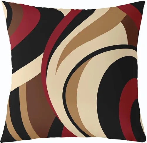 Vista 20 de Funda de almohada moderna con estampado de líneas geométricas de doble cara de 16 x 16 pulgadas, funda de almohada cuadrada suave con remolinos