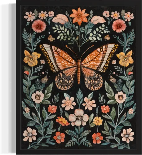 Vista 26 de Póster de Arte de Murciélago, Estilo William Morris Retro de Mediados de Siglo Botánico Victoriano Academia Oscura Decoración Gótica Galería 10a