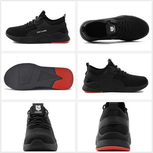 Vista 2 de SUADEX Zapatos de acero para hombre y mujer zapatos de seguridad antideslizantes transpirables ligeros a prueba de pinchazos para construcción