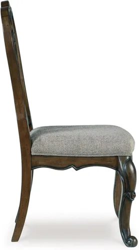 Vista 7 de Signature Design by Ashley Maylee Classic - Silla de comedor tapizada sin brazos, juego de 2, color marrón oscuro