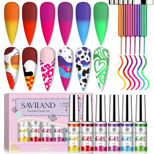 Vista 13 de SAVILAND Glazed Nails - Esmalte de uñas de gel de un solo paso: 0.5 onzas de esmalte de gel de ojo de gato, bolígrafo de arte 5 en 1 Jelly Silver
