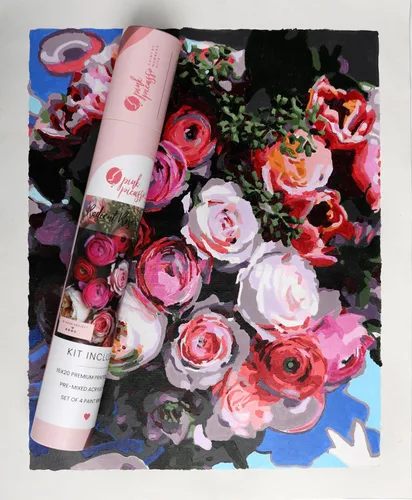 Vista 24 de Pink Picasso Kit de Pintura Floral Botánica por Números para Adultos y Adolescentes Juegos de Kits de Pintura Acrílica DIY en Lienzo 16x20