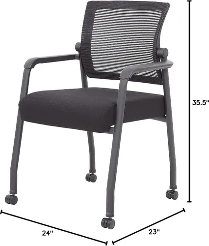 Vista 3 de Boss Office Products Silla de invitados de malla de 4 patas con ruedas en negro