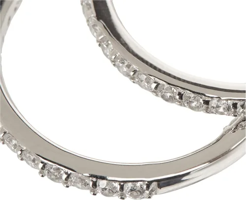 Vista 4 de Tienda Collection Platinum or Gold Plated Sterling Silver Inside-Out Hoop Earrings made with Infinite Elements Zirconia