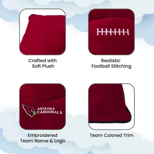 Vista 3 de NFL PET Bed - Cama de almohada de felpa suave y acogedora de Arizona Cardinals. Cama de fútbol para perros. Cama de colchón deportivo cálido