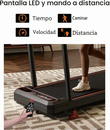 Vista 8 de Walking Pad Treadmill with Handle Bar & Vibration Plate hierro fundido negro
