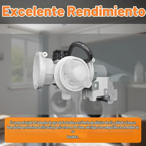 Vista 6 de Bomba de drenaje de lavadora apta para Samsung WF45B6300AP/US WF45B6300AC