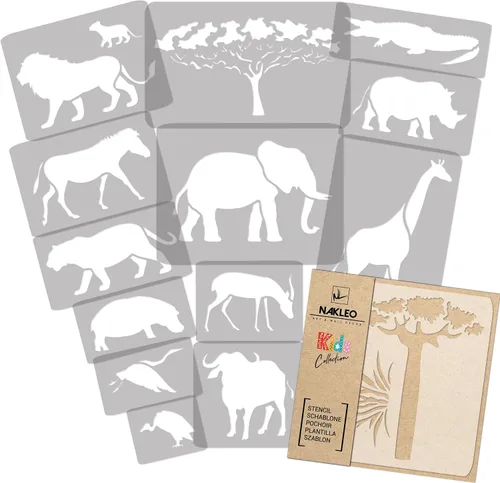 Vista 19 de NAKLEO Juego de plantillas de pintura para niños, 14 plantillas de 3.5 x 4.7 pulgadas a 9.1 x 13.4 pulgadas, plantas de otoño, plantillas de dibujo