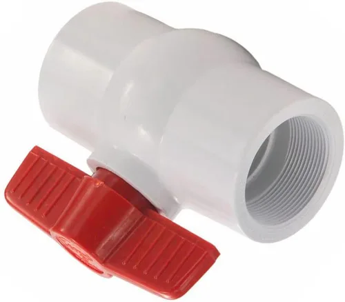 Vista 2 de MaxLLTo Válvula de bola de PVC roscada de repuesto de 1/2 pulgada - Mango rojo para fontanería Thrifco 6415420