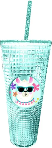 Vista 20 de Spoontiques Vaso de diamante festivo, 20 onzas - Vaso texturizado con pajita, aislamiento de doble pared, sin BPA - Una historia de Navidad