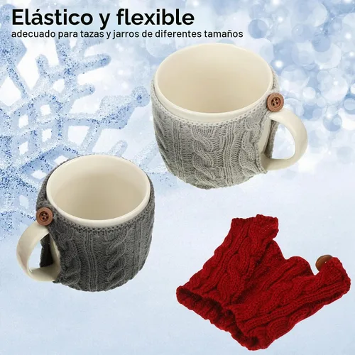 Vista 5 de Skyley 4 Piezas Fundas Acogedoras para Tazas de Café Mangas de Punto de Ganchillo Reutilizables Fundas para Tazas Té Acogedor Vajilla Hecha a Mano