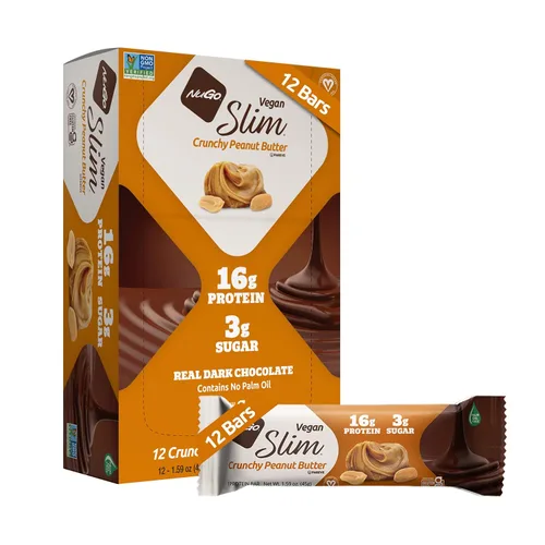 Vista 24 de Nugo Slim Dark Chocolate Mint, 0.71 oz de proteína vegana, 0.11 oz de azúcar, 0.16 oz de fibra, bajo en carbohidratos netos, apto para dieta