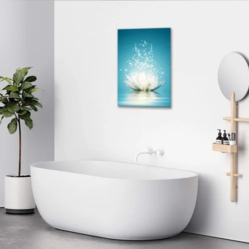 Vista 4 de Impresiones en lienzo para pared, imágenes de flores de loto, decoración de baño, pintura zen, spa, fotos, obras de arte enmarcadas para meditación