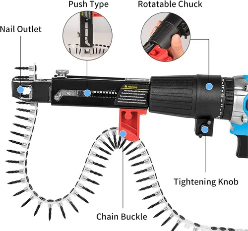 Vista 3 de KIMISS Adaptador de cadena de taladro de tornillo, pistola automática de clavos de cadena eléctrica tornillo de apriete equipo herramienta