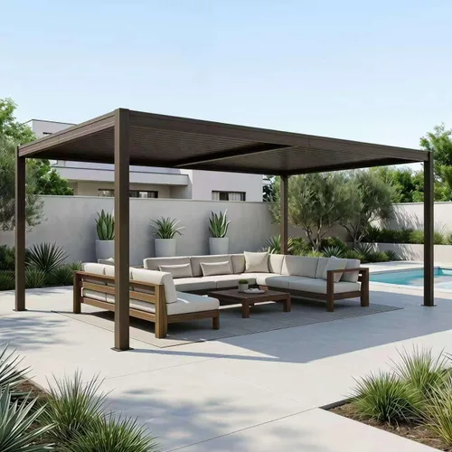 Vista 8 de Domi Pergola Screen All Aluminum, sombra de privacidad, 1 paquete, marrón